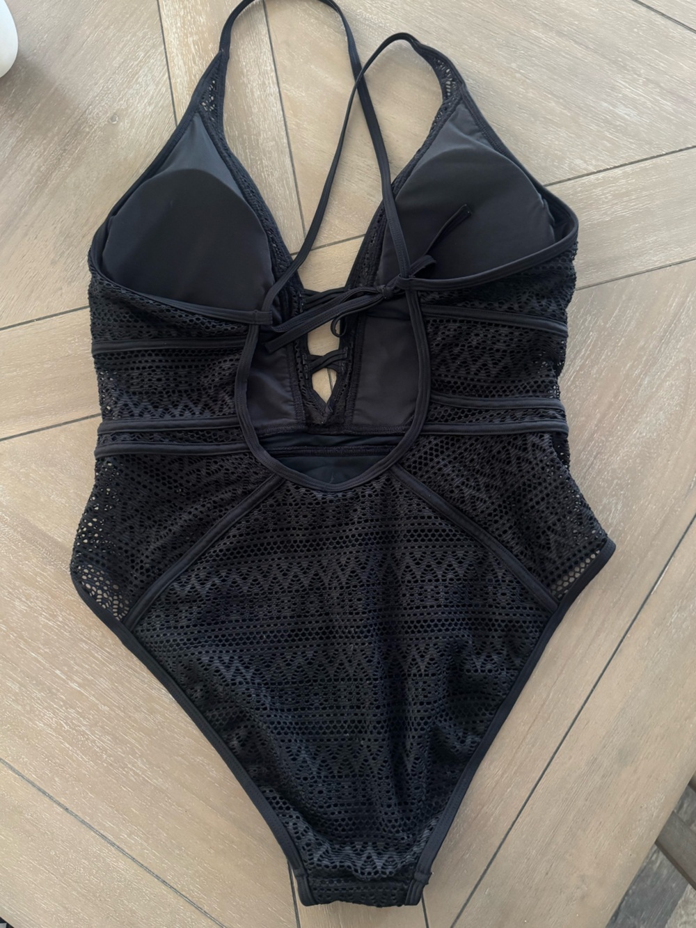 Black Crochet Lace One-Piece Swimsuit - Picture 13 of 13